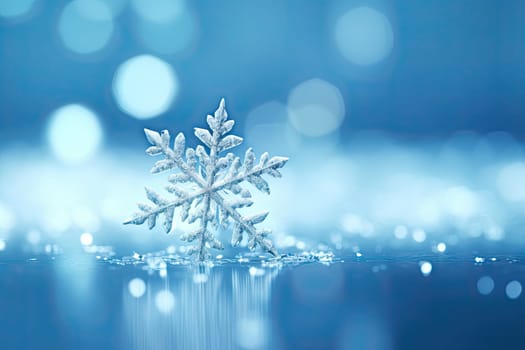 A Delicate Snowflake Glistening on a Serene Blanket of Snow Created With Generative AI Technology