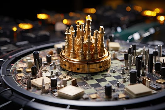 Golden Majesty: A Royal Crown Shining on a Chessboard