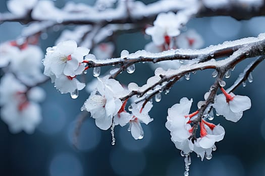 Winter Wonderland: A Serene Branch Dressed in Glistening Snowflakes