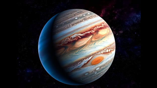 Jupiter unveiled, A stunning perspective from space, revealing the giants swirling storms and iconic bands a mesmerizing portrait of the largest planet in our solar system