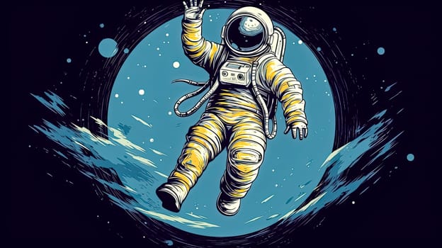 Astronauts dance in the cosmic silence, fluid movements on an uncharted planet, an elegant expression of joy amidst the unexplored mysteries of space