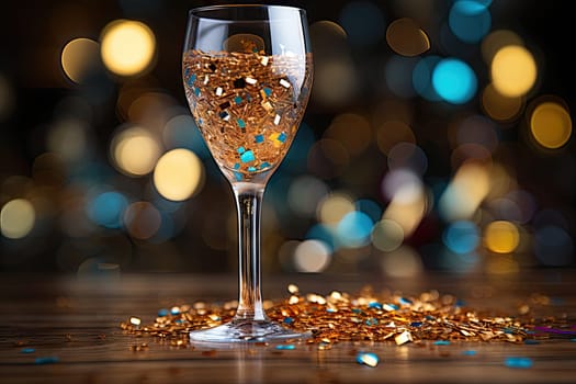 The Golden Elixir: A Captivating Glass Filled With Shimmering Gold Flakes