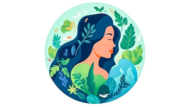 Guardian of green, A girl personifies Mother Nature, a majestic figure against a backdrop of lush landscapes an inspiring Earth Day celebration