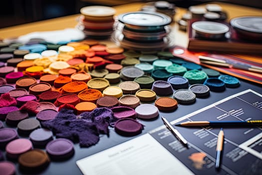 A Colorful Array of Paints on a Paint-Adorned Table Created With Generative AI Technology