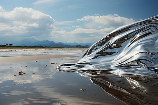 A Serene Seascape: The Tranquil Waters of a Vast Ocean Embracing a Soft Sandy Shore