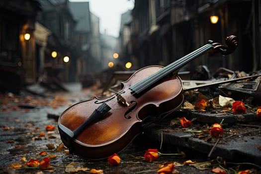 A Forgotten Melody: The Abandoned Violin Left in the Heart of the City Created With Generative AI Technology