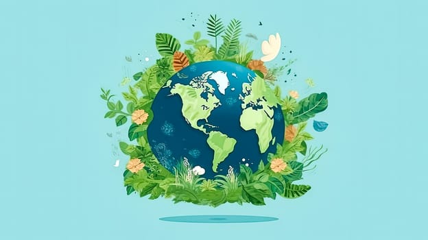 Earth Day joy, Our planet draped in green, a festive celebration of nature conservation a global tribute to the beauty of our shared home