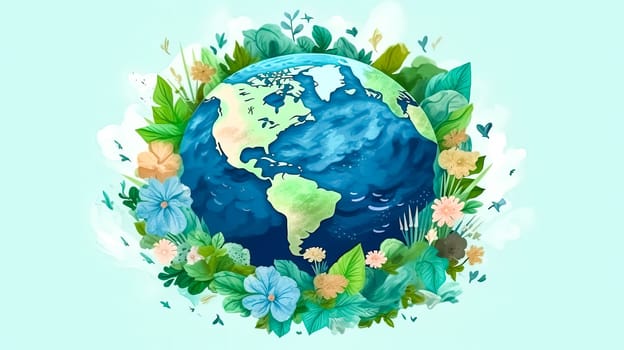 Verdant planet, Earth adorned with green grass and trees, a jubilant scene symbolizing natures resilience and the spirit of Earth Day rejoicing