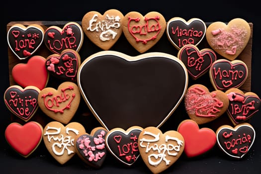 Heartfelt Delights: A Sweet Symphony of Heart-Shaped Cookies Framed with Love Created With Generative AI Technology