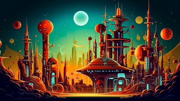 abstract meets space, a futuristic journey across the planets where art and space collide in a mesmerizing combination of form and color
