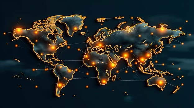 Radiant commitment, World map in neon light a powerful image conveying the worldwide pledge for energy saving initiatives and a greener planet