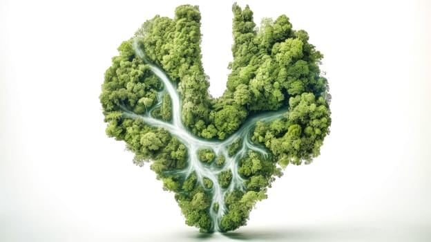 Heart shaped tree, Symbolizing natures lifeblood, a powerful visual connecting the essence of the heart with the pulse of conservation in our ecosystems