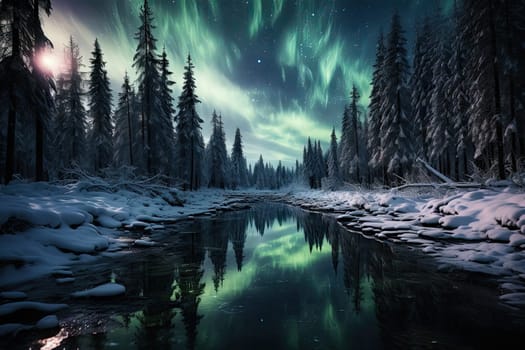 Awe-Inspiring Dance of Colors: The Aurora Borealis Reflected in the Serene Water