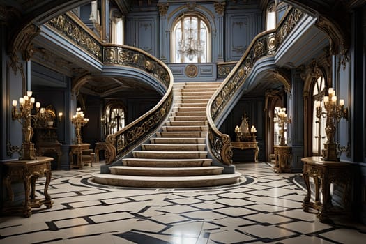 A Majestic Staircase in an Elegant, Lavish, and Grandiose Building