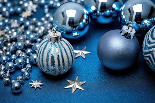 A Sparkling Winter Wonderland: Blue and Silver Christmas Ornament with Delicate Snowflakes