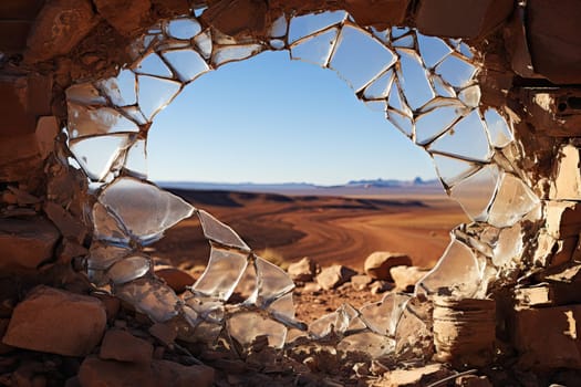 A Glimpse of the Vast Desert Through a Majestic Hole in a Rock Wall