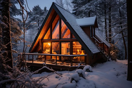A Winter Retreat: Cozy Cabin Nestled Amongst Snowy Woods