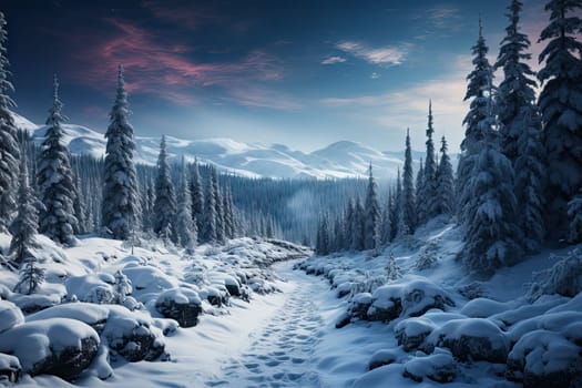 A Winter Wonderland: A Serene Journey Through a Snow-Covered Forest Path