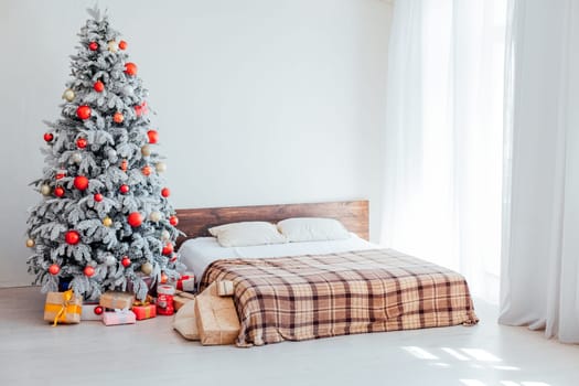 White Christmas tree bedroom Decorating Interior gifts new year holiday winter