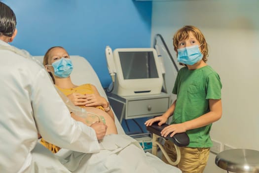 a pregnant mother's ultrasound visit, sharing the excitement with her son who eagerly awaits the arrival of his baby brother. A heartwarming portrayal of family bonds and the anticipation of new beginnings.