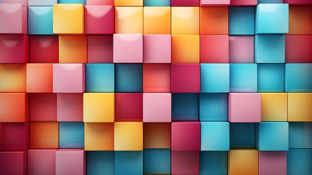 A mesmerizing background of colorful cubes, arranged in a repeating pattern - AI Generative