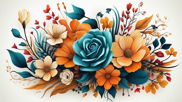 An enchanting masterpiece of vibrant petals and graceful leaves, capturing the essence of a wild flowers bouquet through the medium of art - generative AI