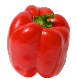 Whole red bell pepper isolated on white background, juicy and healthy vegetable