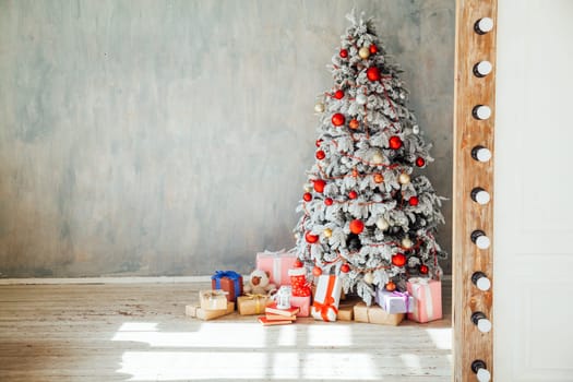 Merry Christmas gifts Interior white room new year tree