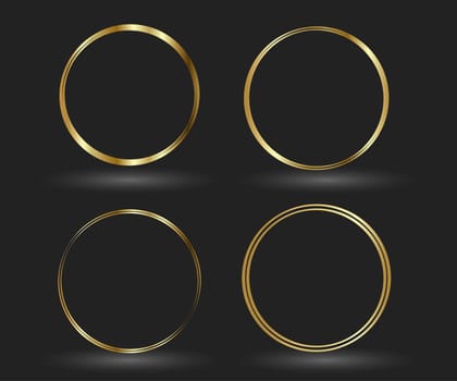 Circle gold frame set of Hand Drawn. Abstract vector design element. Gold concept, shining circle with thin realistic line for poster, banner, cover, print.