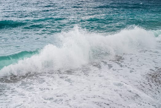 Big waves hitting the Konyaalti coast on a stormy day