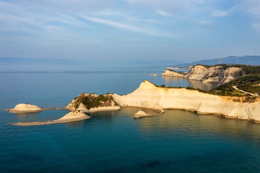 Beautiful view of Cape Drastis in the island of Corfu in Greece. Cape Drastis, the impressive formations of the ground, rocks and the blue waters panorama, Corfu, Greece, Ionian Islands.