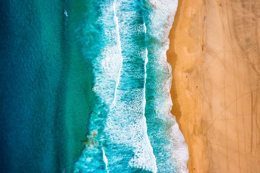 Ocean View Beach. Ocean Beach, beautiful landscape, travel and vacation. Aerial view of sandy beach and ocean with waves