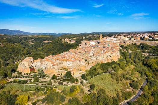 Medieval Pitigliano town over tuff rocks in province of Grosseto, Tuscany, Italy. Pitigliano is a small medieval town in southern Tuscany, Italy.