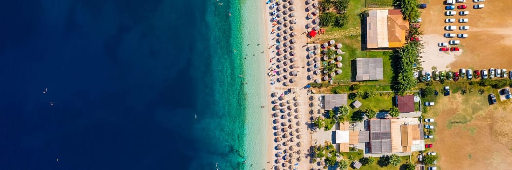 Beautiful crystal clear azure water at Antisamos beach on Kefalonia island, Greece. Beautiful sea bay with Antisamos beach on Kefalonia island, Ionian island, Cephalonia, Antisamos beach, Greece. 