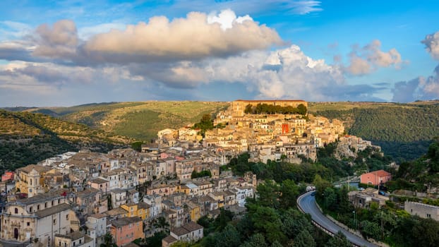View of Ragusa (Ragusa Ibla), UNESCO heritage town on Italian island of Sicily. View of the city in Ragusa Ibla, Province of Ragusa, Val di Noto, Sicily, Italy. 