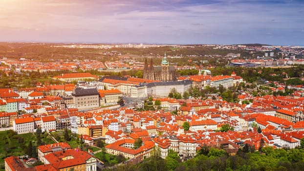 Prague Castle and Saint Vitus Cathedral, Czech Republic. Panoramic view
