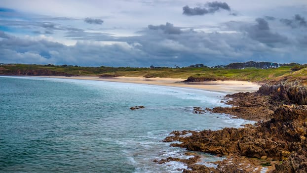 Landscape of rocky Atlantic coast in Brittany (Bretagne), France