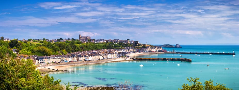 Cancale view, city in north of France known for oyster farming, Brittany.