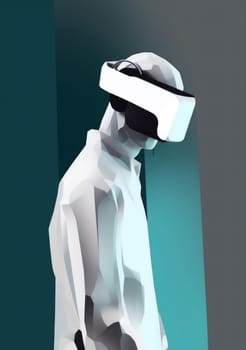 man goggles human vr metaverse innovation cyberspace digital abstract helmet tech futuristic headset gaming gadget glasses game modern ai cyber technology. Generative AI.