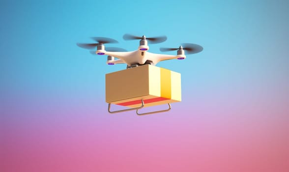 delivery fly shipment helicopter technology fast speed air industry city vehicle cargo drone deliver blue smart aircraft parcel remote flight. Generative AI.