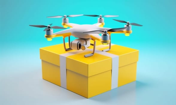 delivery distribution propeller aircraft drone transportation city cargo background speed blue technology future flight vehicle air fly blue wireless helicopter fast. Generative AI.