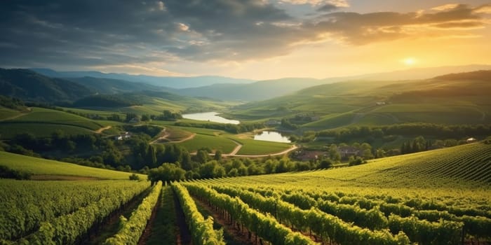 Beautiful landscape of Vineyards in European region in summer season comeliness