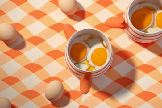 background tasty eggshell space organic seamless healthy retro yellow yolk egg breakfast cooking food easter white delicious texture natural graphic pattern copy. Generative AI.