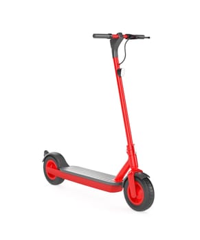 Red electric scooter on white background