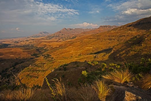 Mountain landscape seen from Lookout Rockl in the Royal Natal National Park in the Drakensberg South Africa
