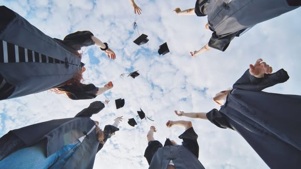 Graduation Caps Thrown in the Air