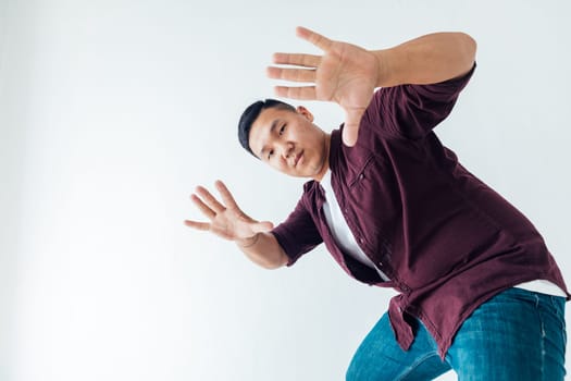 Man posing on white background