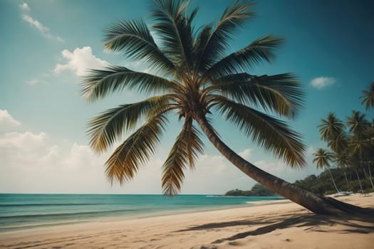 Beautiful tropical beach with coconut palm tree. ai generative