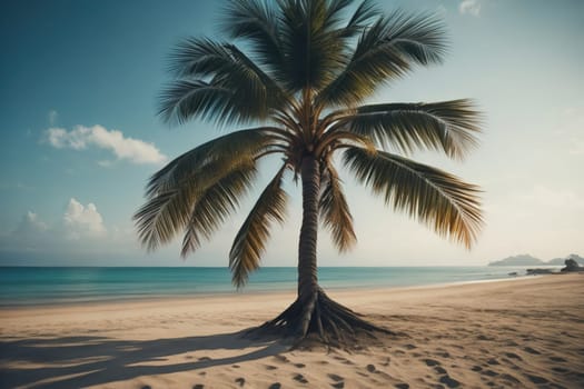 Beautiful tropical beach with coconut palm tree. ai generative
