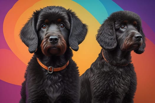 Portrait of a beautiful black dachshund puppy on a solid color background. ai generative